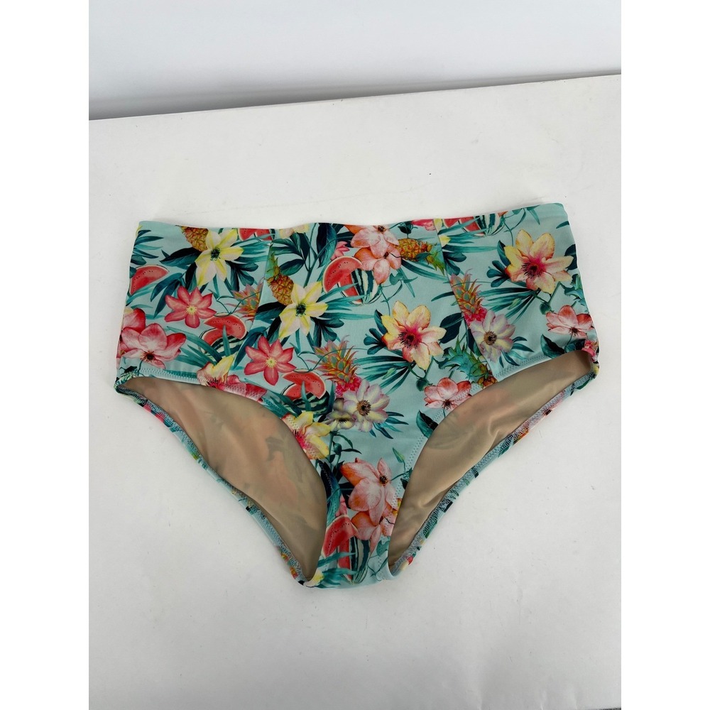 Elomi Floral High Waist‎ Swimsuit Bottoms Tropical Print US 14